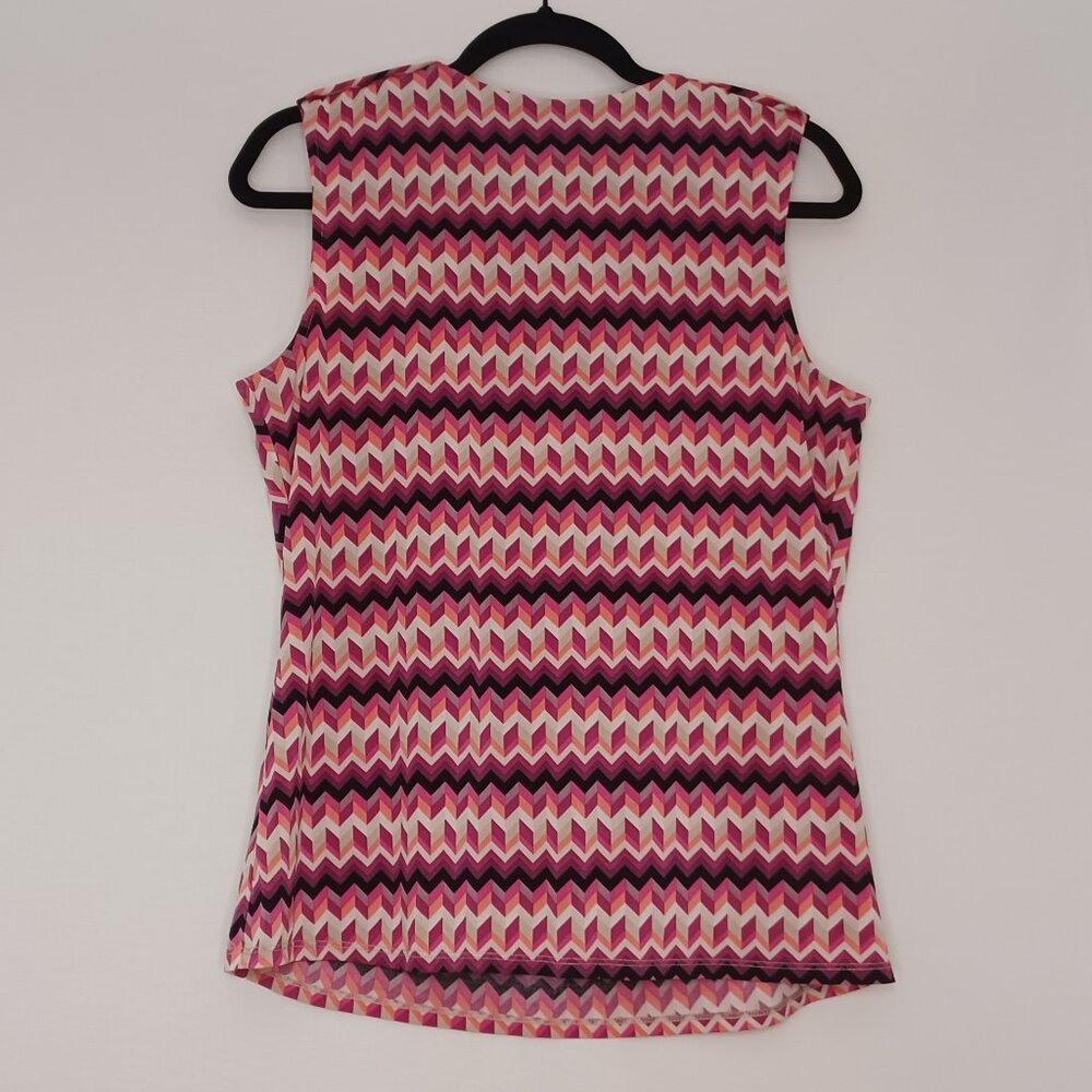 Women's Worthington Red/Black/Pink/Purple Zig-Zag Pattern Top Size Medium - Picture 2 of 8